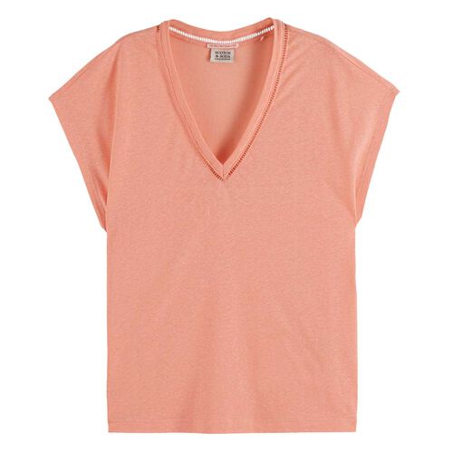 Scotch & Soda Cotton Linen V-Neck T-Shirt